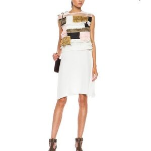 3.1 PHILLIP LIM Raffia Patchwork Linen-Blend Dress size 2